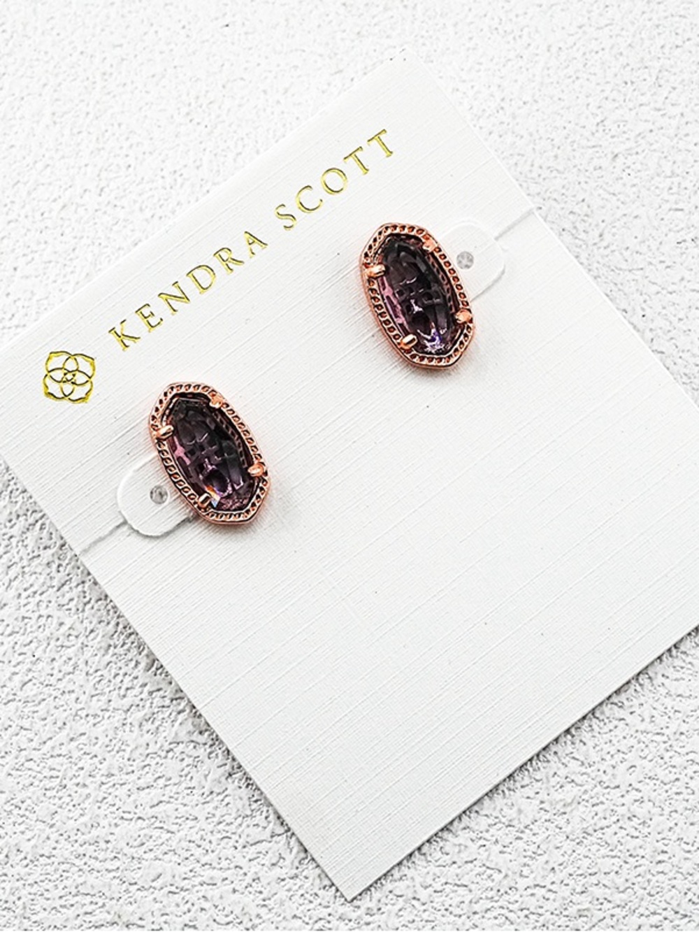 Kendra Scott Rose Gold and Purple Stone Stud Earrings